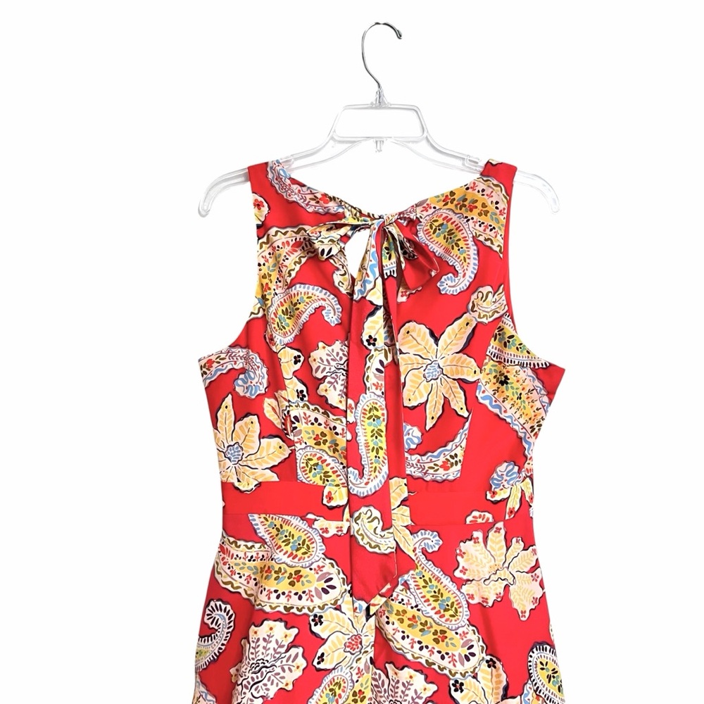 Tahari ASL Floral Paisley Tie Back Midi Dress Womens 10 Orange Night Out Vibrant - Picture 4 of 9